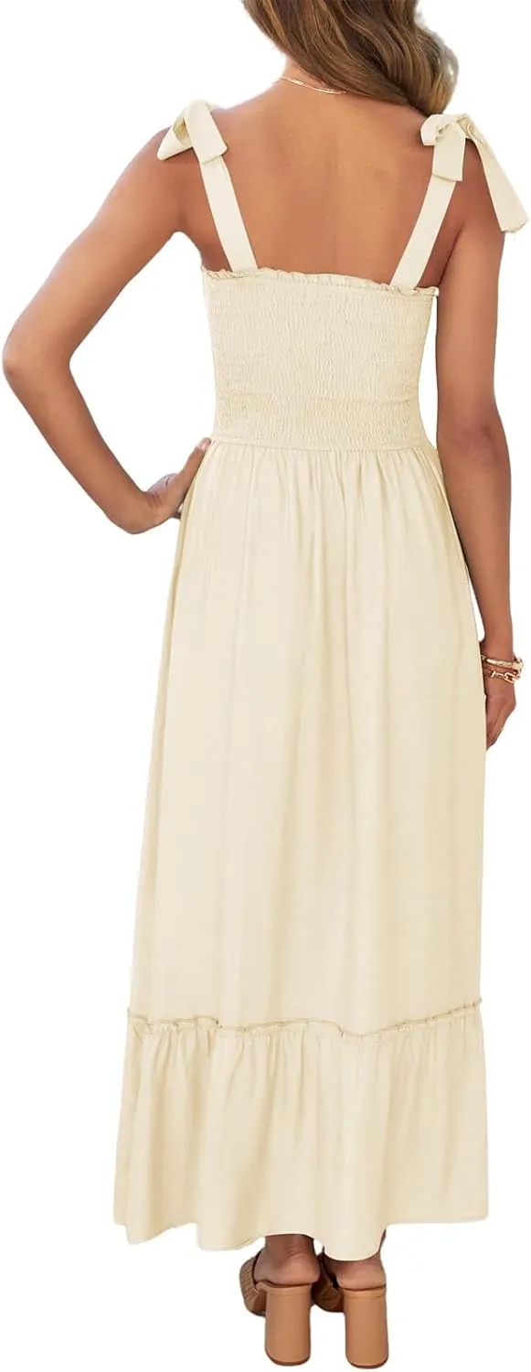 Women's Square Collar Dress 2025 Spring Summer Boho Spaghetti Strap Ruffle Hemline A Line Beach Mini Dresses