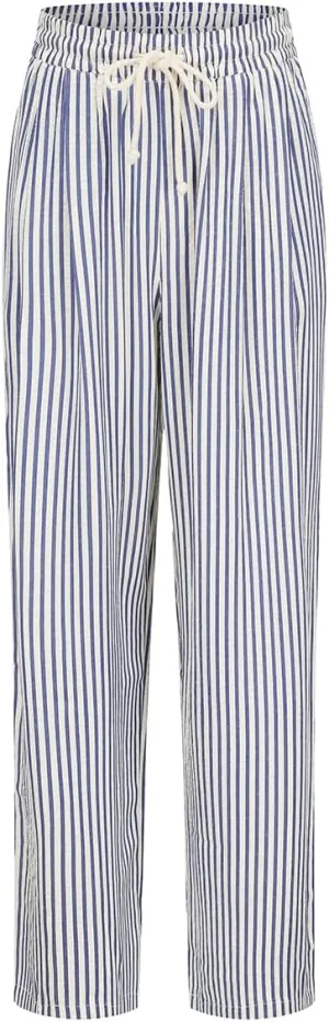Women's Striped Wide Leg Lounge Pants Pinstripe Drawstring Lightweights Beach Trousers