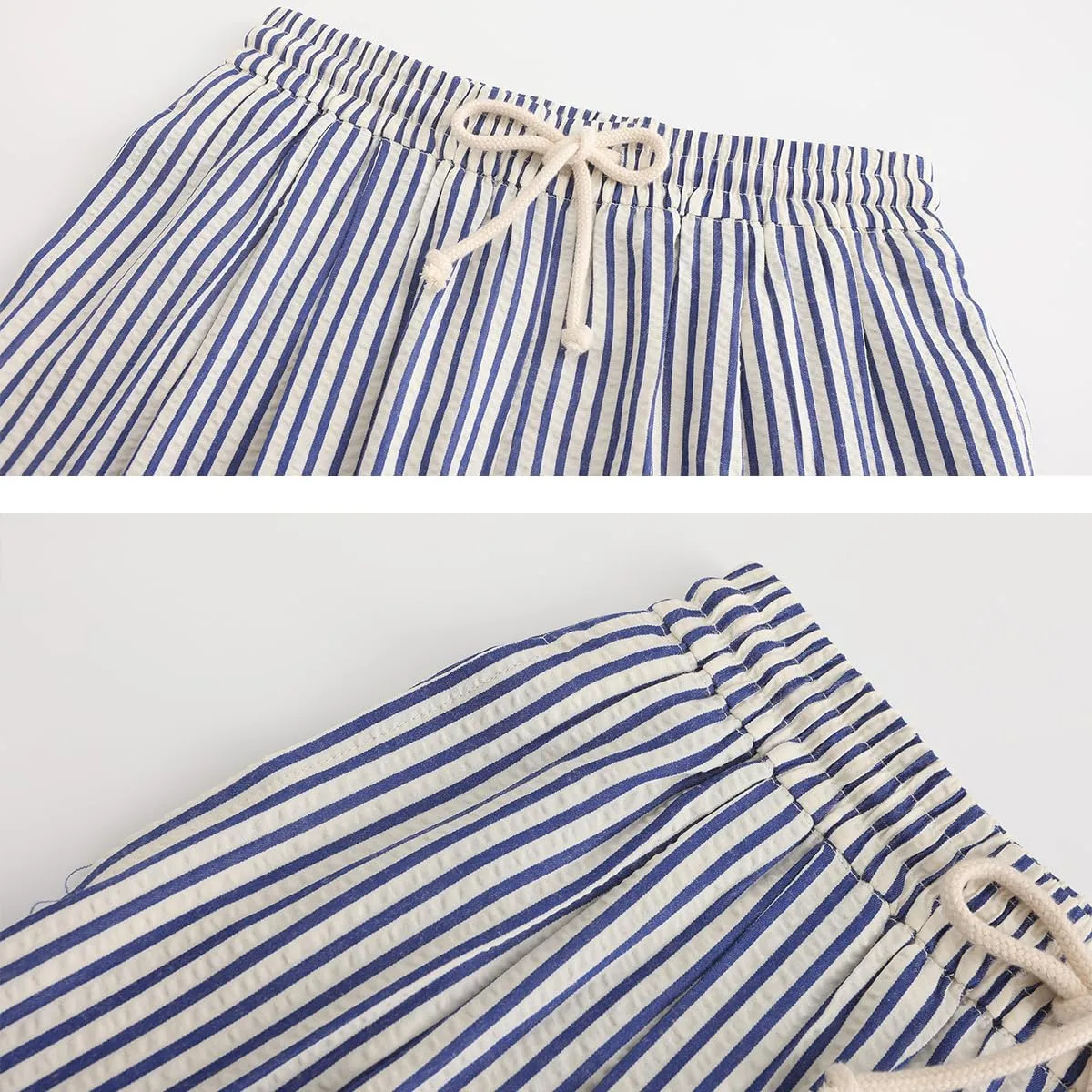 Women's Striped Wide Leg Lounge Pants Pinstripe Drawstring Lightweights Beach Trousers