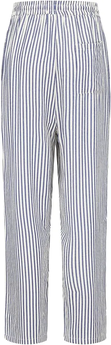 Women's Striped Wide Leg Lounge Pants Pinstripe Drawstring Lightweights Beach Trousers