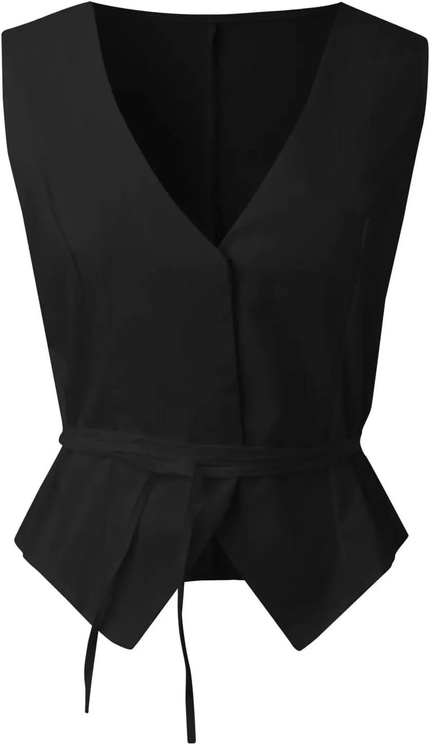 Women's Summer Casual Vest Tops V Neck Cropped Streetwear Slim Fit Vest Camisole
