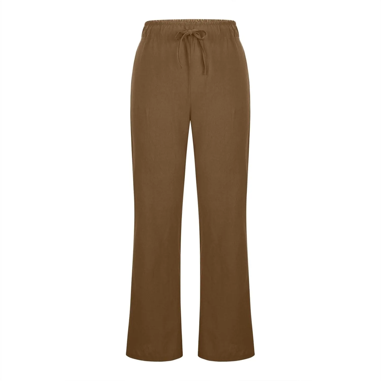 Women's Summer Cotton Linen Pants High Waist Wide Leg Loose Palazzo Pants Casual Beach Trousers Loose Fit with Pockets
