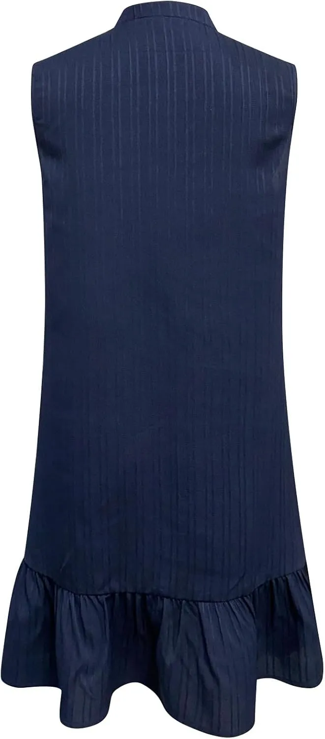 Women's Summer Dresses 2025 Sleeveless Smocked V Neck Tank Dress Casual Loose A-Line Swing Ruffle Mini Dress Sundress