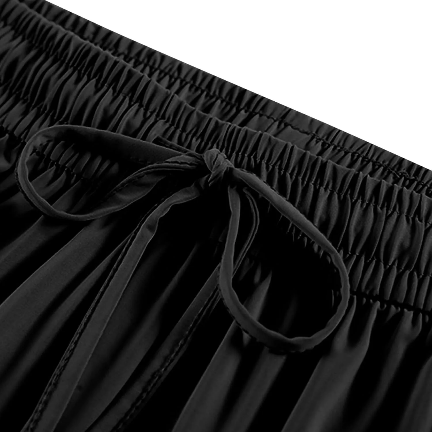 Women's Summer Ice Silk Pants Drawstring High Waist Wide Leg Full Length Loose Casual Sweatpants with Pockets