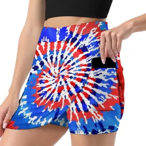 Womens Tennis Skirts Tie Dye High Waisted Athletic Golf Skorts with Shorts Pockets for Running Sports