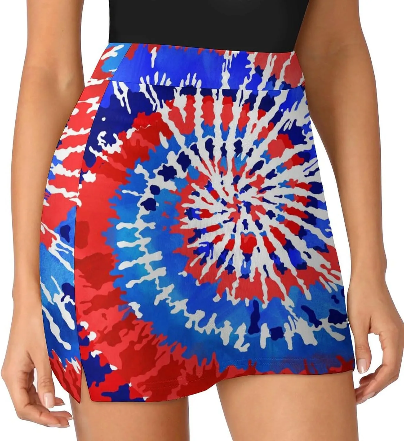 Womens Tennis Skirts Tie Dye High Waisted Athletic Golf Skorts with Shorts Pockets for Running Sports