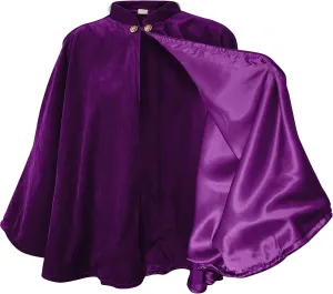 Women's Velvet Satin Lined Capelet Elegant Halloween Cosplay Cloak Cape, Wedding, Ren Faire