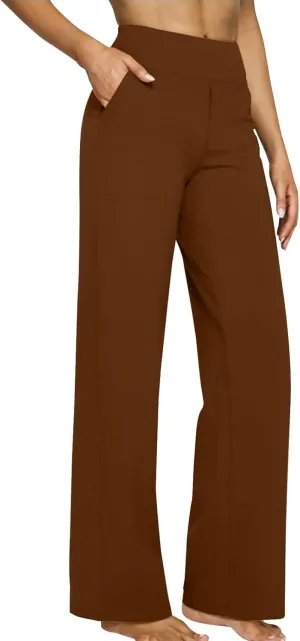Womens Wide Leg Yoga Pants Casual Work Dress Pants Loungewear Sweatpant High Waist Comfy Loose Trousers with Pockets