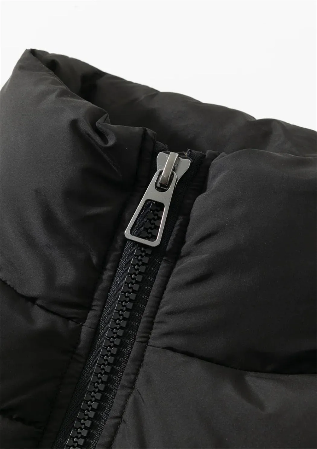 Women's Winter Short Down Jacket Lightweight Long Sleeve Zipper Stand Collar Solid Color Warm Streetwear