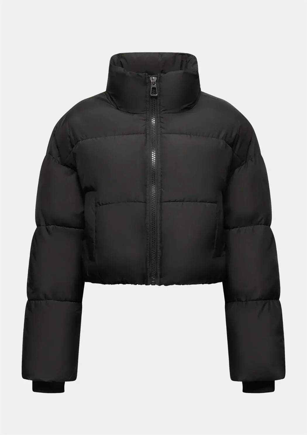 Women's Winter Short Down Jacket Lightweight Long Sleeve Zipper Stand Collar Solid Color Warm Streetwear