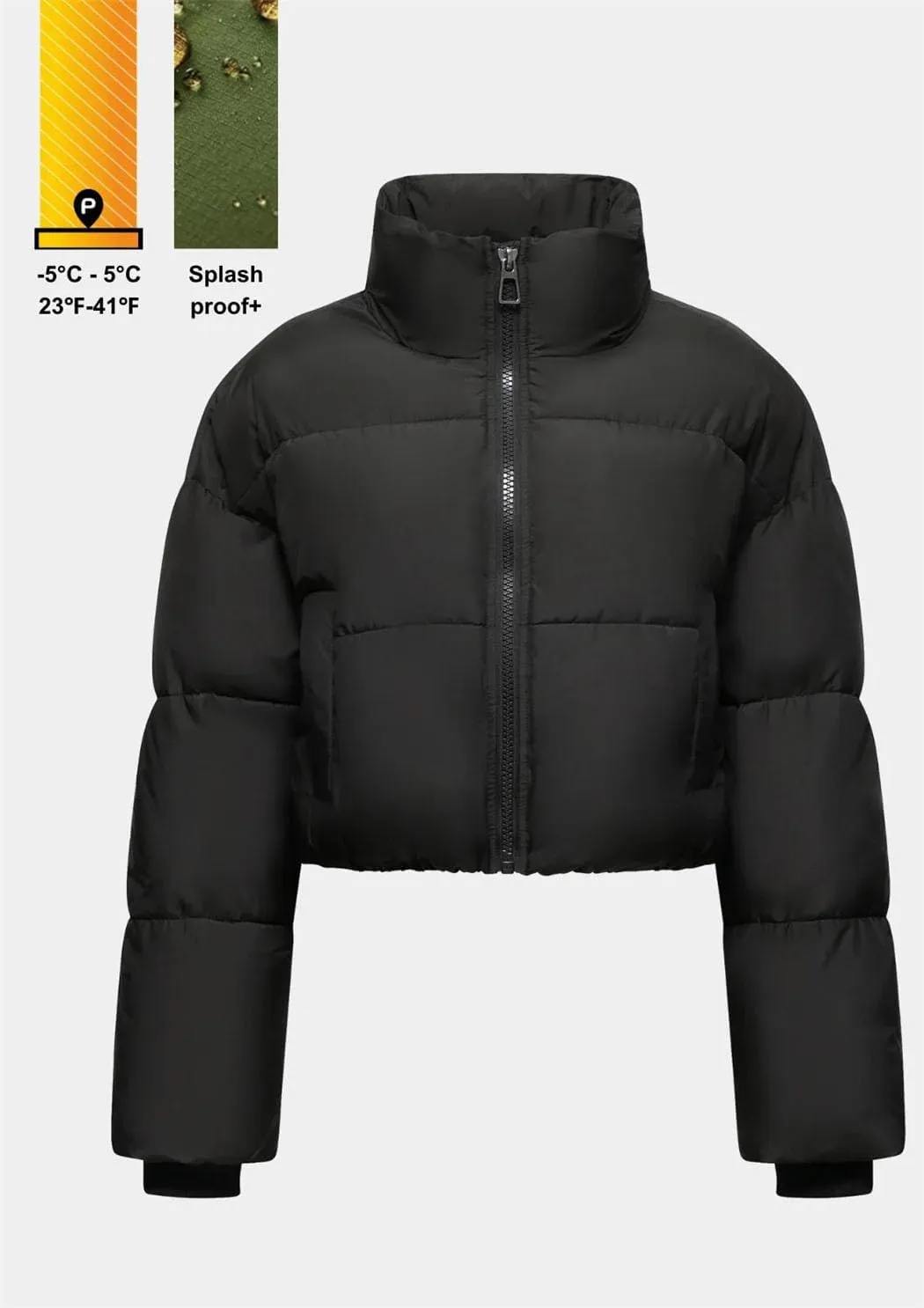 Women's Winter Short Down Jacket Lightweight Long Sleeve Zipper Stand Collar Solid Color Warm Streetwear