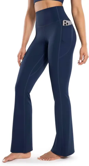 Women's Workout Flare Yoga Pants with Pockets High Waisted Bootcut Leggings Tummy Control 30''