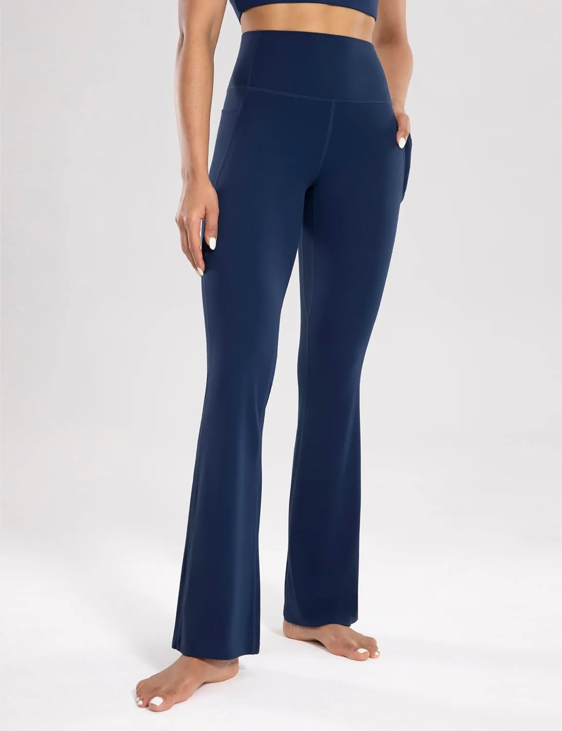 Women's Workout Flare Yoga Pants with Pockets High Waisted Bootcut Leggings Tummy Control 30''