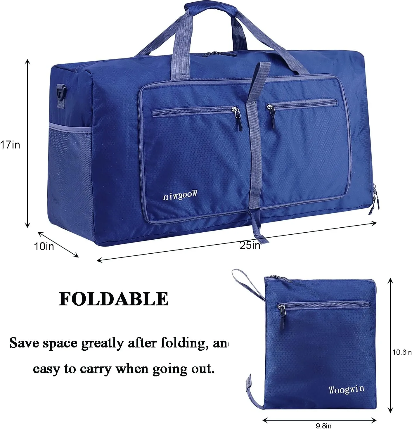 Woogwin Travel Duffel Bag Large Foldable Waterproof Overnight Bag for Beach Swim Bags Pool Sports Gym