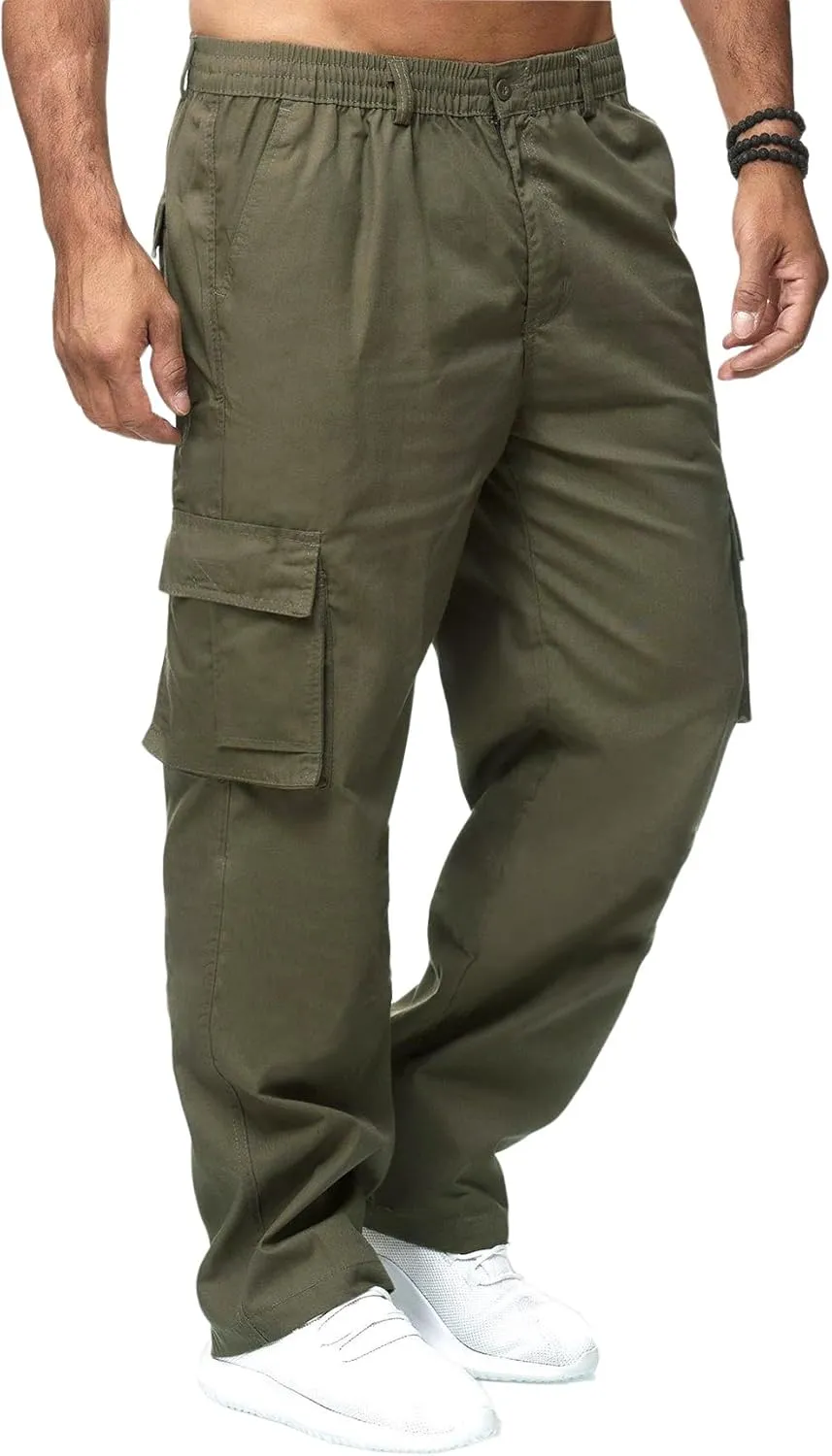 WZIKAI Mens Cargo Pants Casual Joggers Sweatpants Athletic Workout Hiking Pants with Multi-Pockets