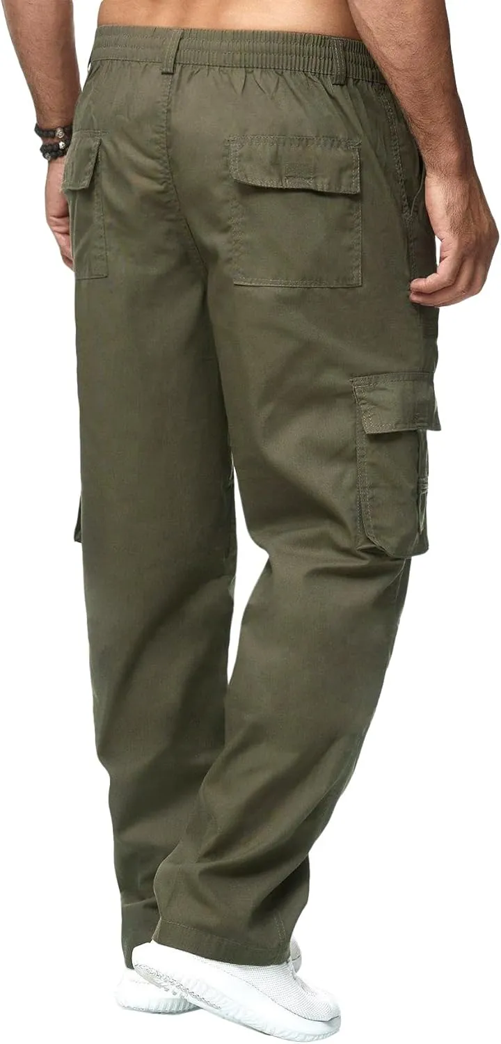 WZIKAI Mens Cargo Pants Casual Joggers Sweatpants Athletic Workout Hiking Pants with Multi-Pockets