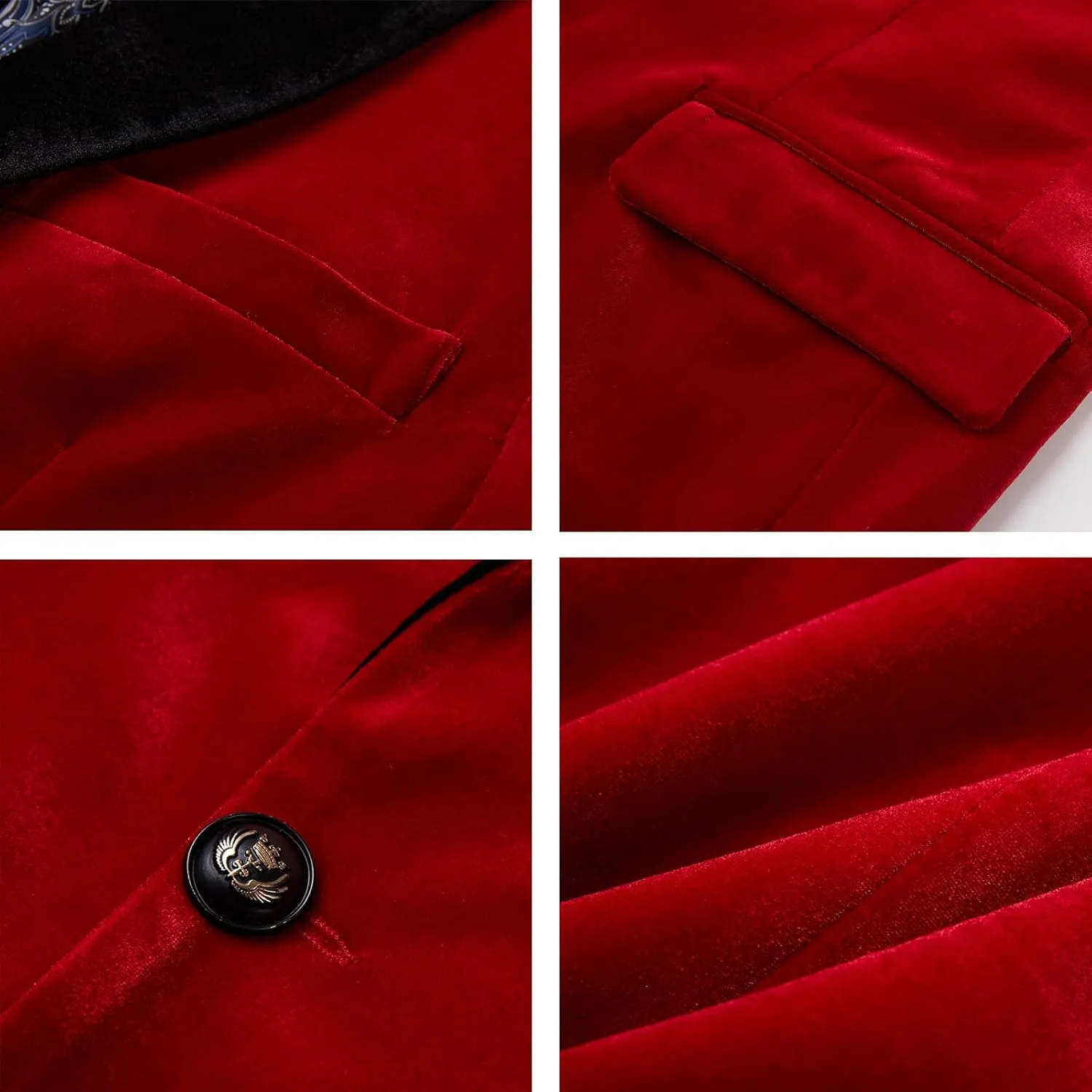 WZIKAI Mens Velvet Blazer Slim Fit One Button Solid Suit Jacket Sport Coat for Wedding Prom Dinner Party