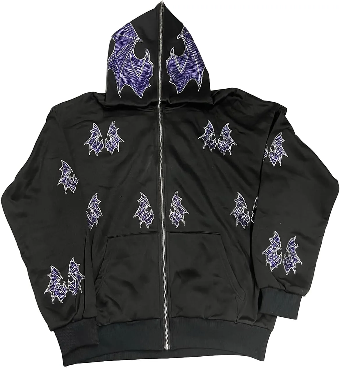 Y2k Full Zip Up Hoodies for Women Men Oversized Skeleton Graphic Over Face Sweatshirt Goth Punk Hip Hop Jacket Coat