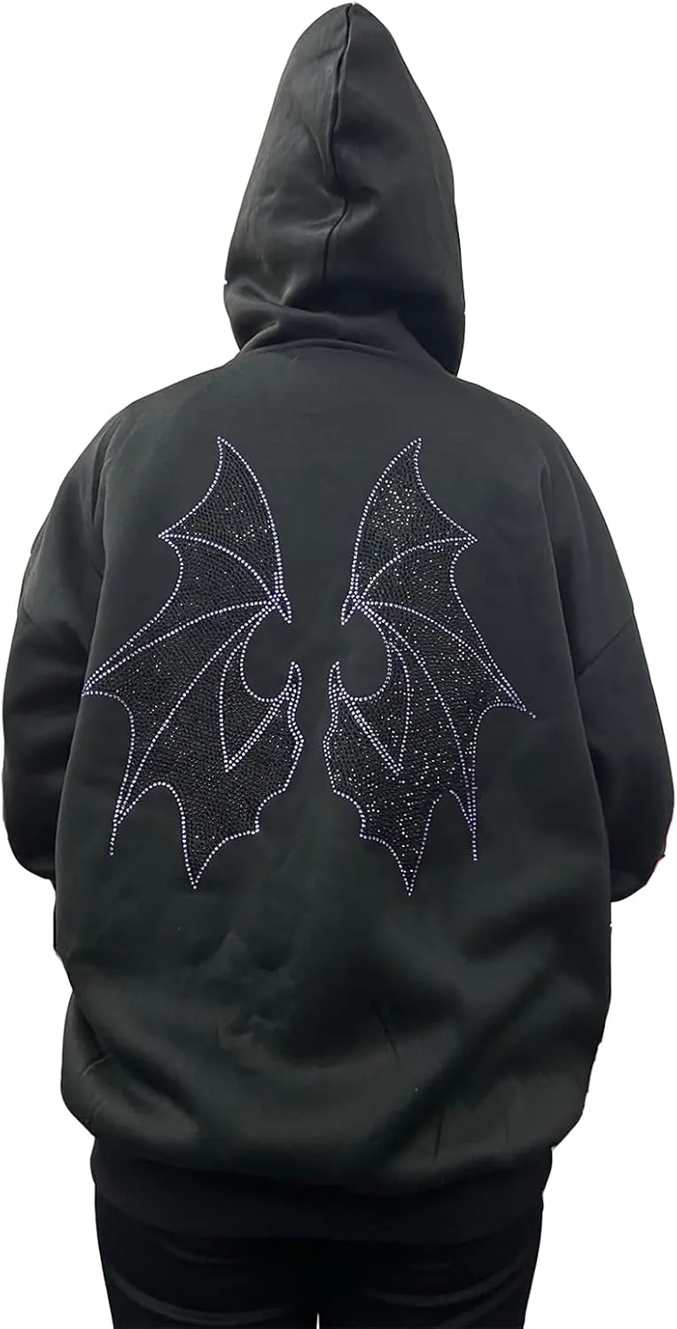 Y2k Full Zip Up Hoodies for Women Men Oversized Skeleton Graphic Over Face Sweatshirt Goth Punk Hip Hop Jacket Coat
