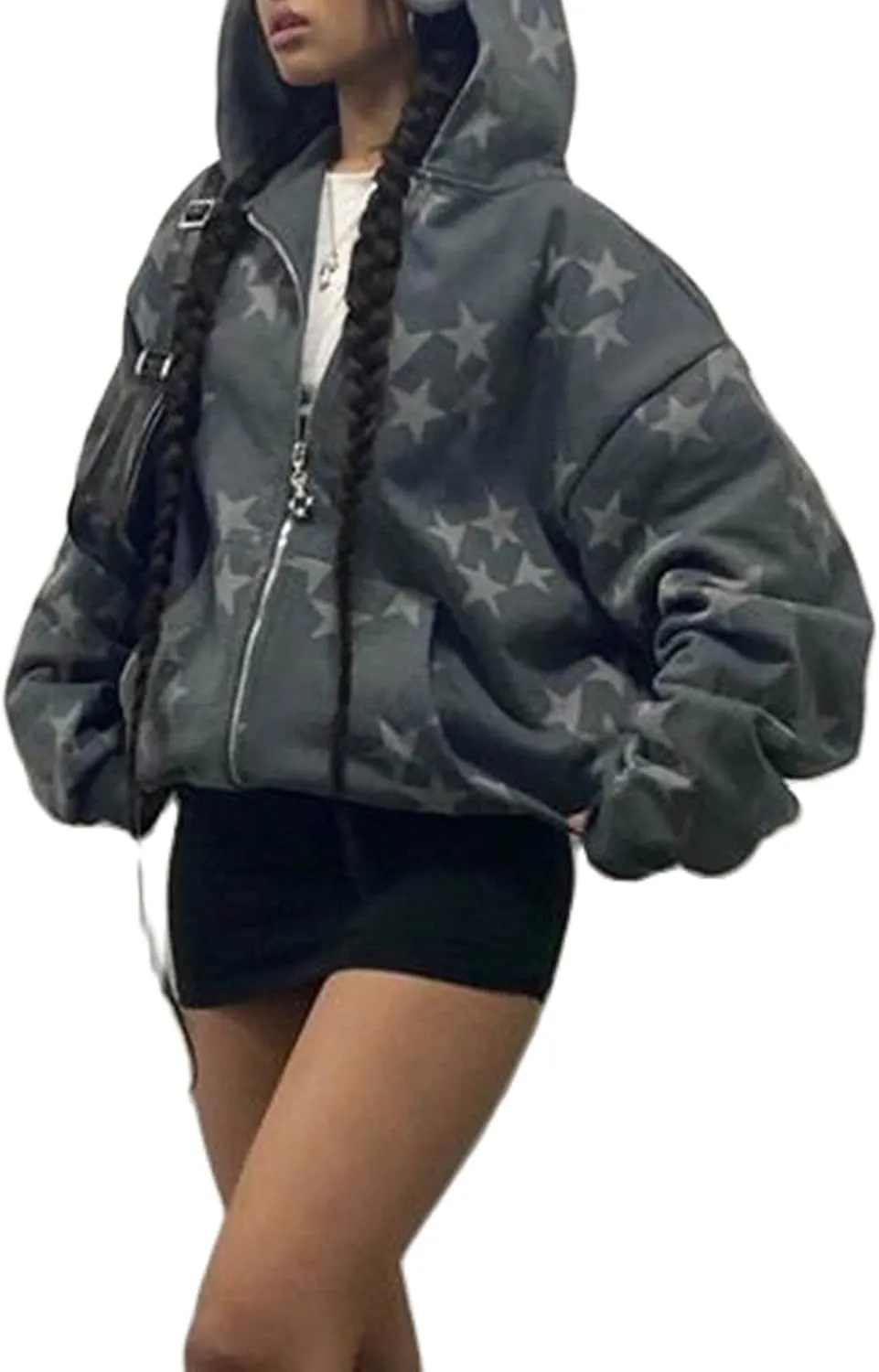 Y2K Hoodie Women Teens Star Graphic Pullover Hoodies Vintage Oversized Sweatshirt Preppy Jacket Streetwear