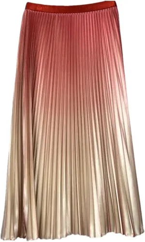 YTR6TW Women's Elastic High Waist Pleated Midi Skirt Women Summer Office Streetwear Skirt