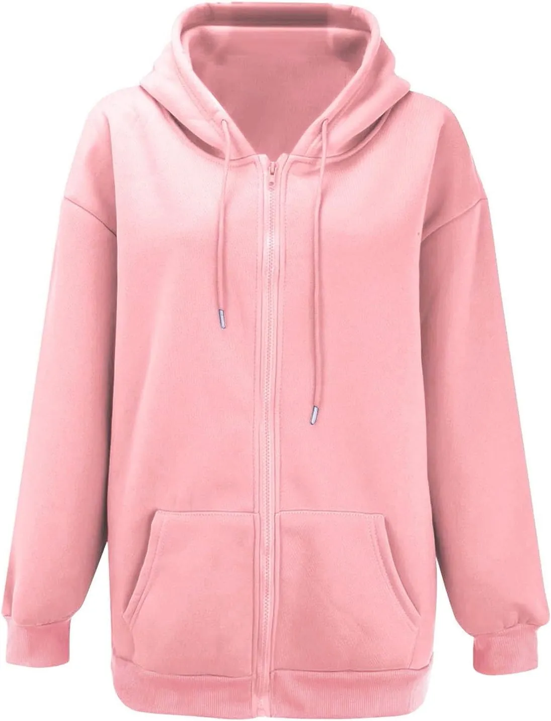 Zip Up Hoodie Women Oversized Sweatshirt Fleece Jackets Long Sleeve Shirts Fall Fashion Preppy Outfits for Women