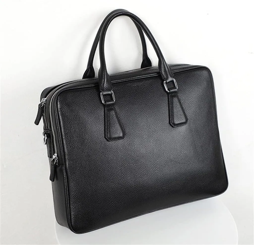 Zipper Briefcase Men Bag Genuine Leather Shoulder Bag Laptop Bags Large Capacity Handbag Business