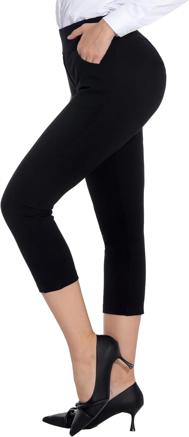 ZTN Women's High Waist Pull-On Dress Pants Tummy Control Work Pants for Business Casual Trousers with 4 Pockets